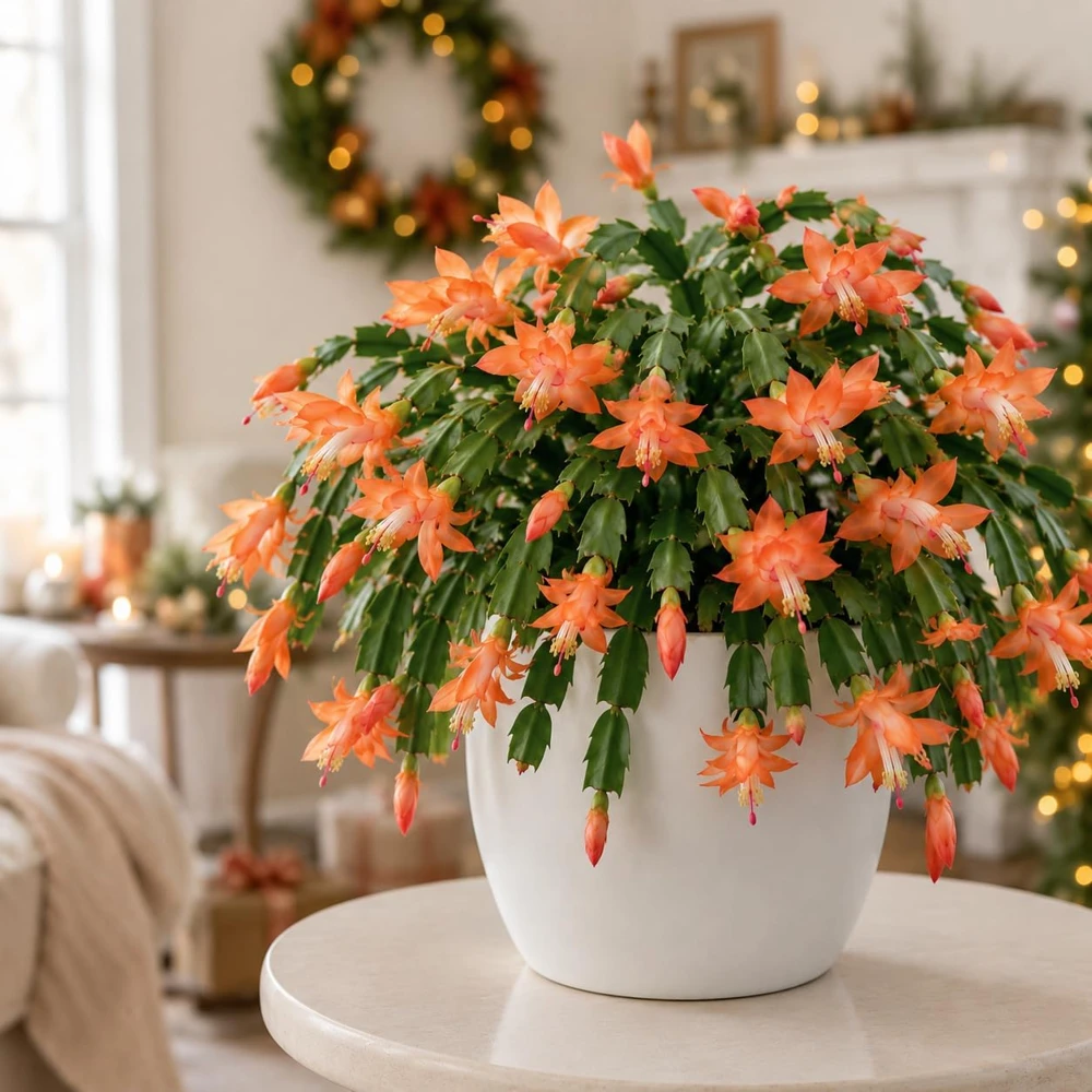 Orange Christmas Cactus Plants - Set of 2, 4-8 Inch Tall Tropical Live Plants - Image 5