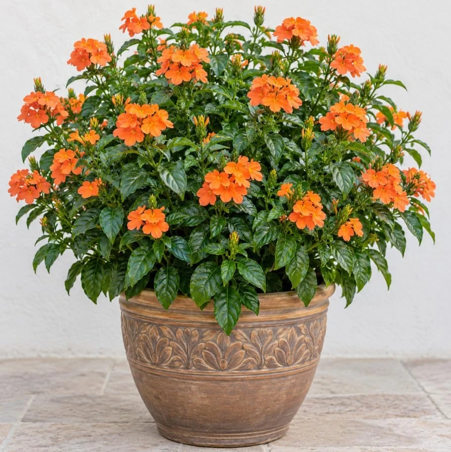 Orange Crossandra Live Plant – Tropical Orange Blooms – 4 Inch Pot – Indoor/Outdoor - Image 1