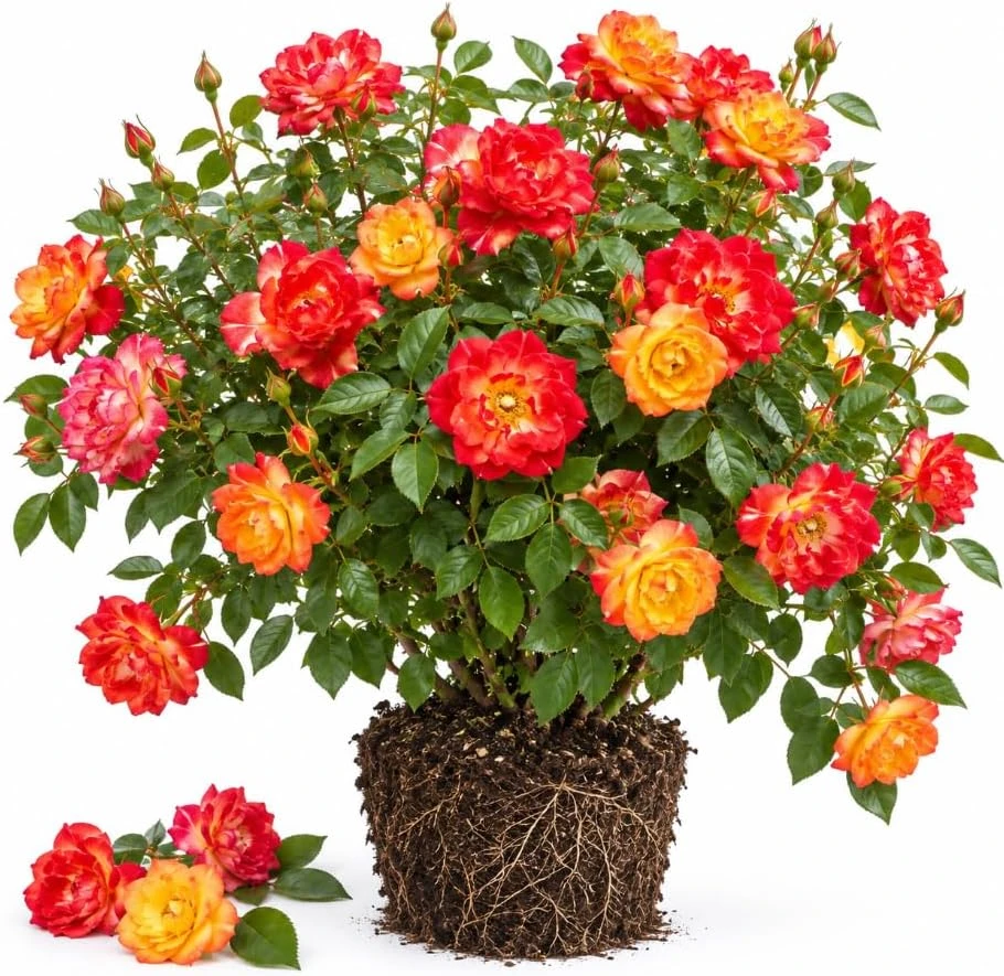 Orange Yellow Rose Live Plant – Climbing, Fragrant, Reblooming Shrub, 5-7 Inches Tall - Image 1