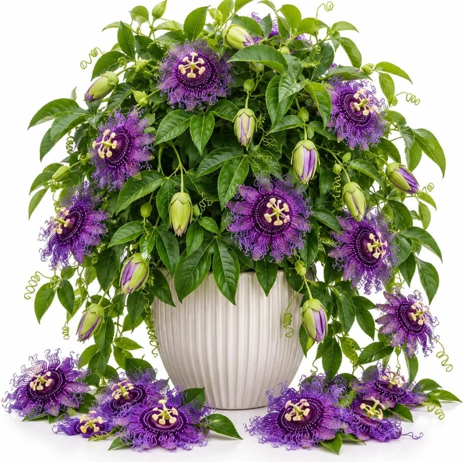 Passiflora Incarnata Maypop Live Plant, 4-6 Inches Tall, Purple Passionflower Vine - Image 1