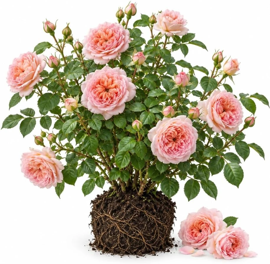 Pastel Pink Live Rose Plant, 4-8 Inches Tall, Fragrant Bush for Garden Beds - Image 1