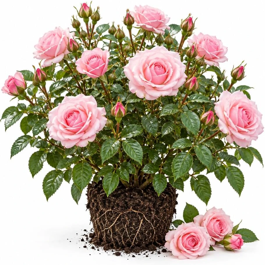 Pastel Pink Rose Live Plant – 4-8 Inch Fragrant Outdoor Bush - Image 1