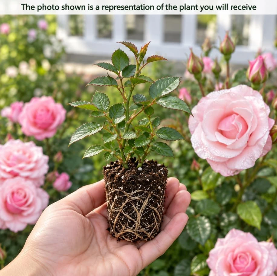 Pastel Pink Rose Starter Plant, 4-8 Inches Tall, Fragrant Perennial Bush, Outdoor - Image 3