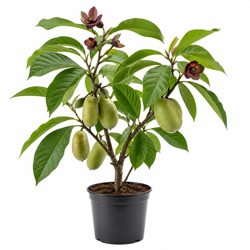 Pawpaw Tree Live Plant - 6-12" Tall Asimina triloba Fruit Tree for Outdoor Planting - Image 1
