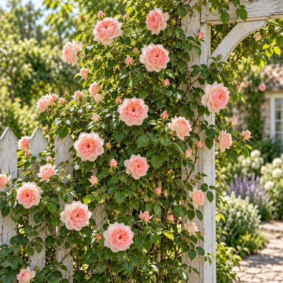 Peachy Pink Climbing Rose Bush Live Plant, 4-8 Inches, Fragrant Blooms for Outdoor Gardens & Patios - Image 2