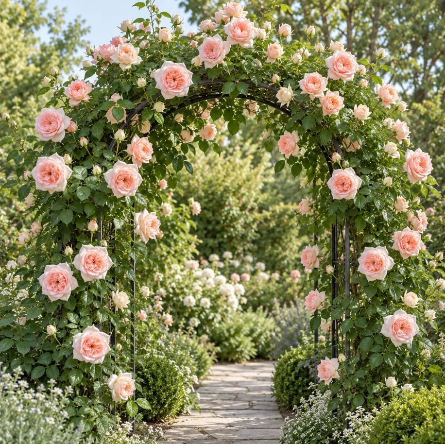 Peachy Pink Climbing Rose Bush Live Plant, 4-8 Inches, Fragrant Blooms for Outdoor Gardens & Patios - Image 7