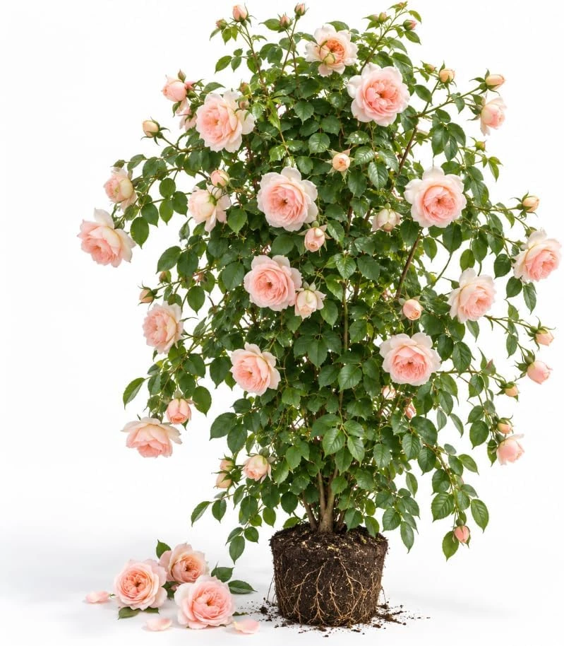 Peachy Pink Climbing Rose Bush Live Plant, 4-8 Inches, Fragrant Blooms for Outdoor Gardens & Patios - Image 1