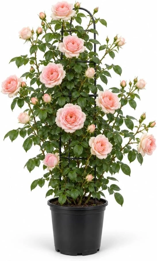Peachy Pink Climbing Rose Live Plant, 4-8 Inches, Fragrant Outdoor Bush - Image 1