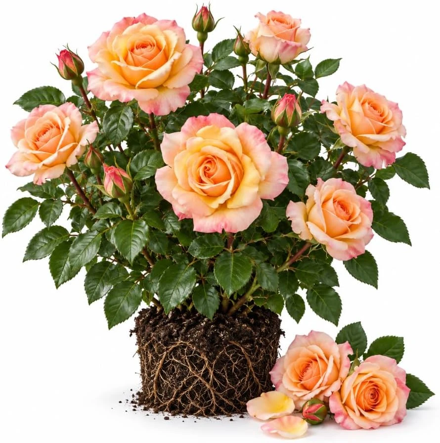 Peachy Pink Rose Bush Live Plant - 4-8 Inch Well Rooted Starter - Fragrant Blooms Outdoor - Image 1