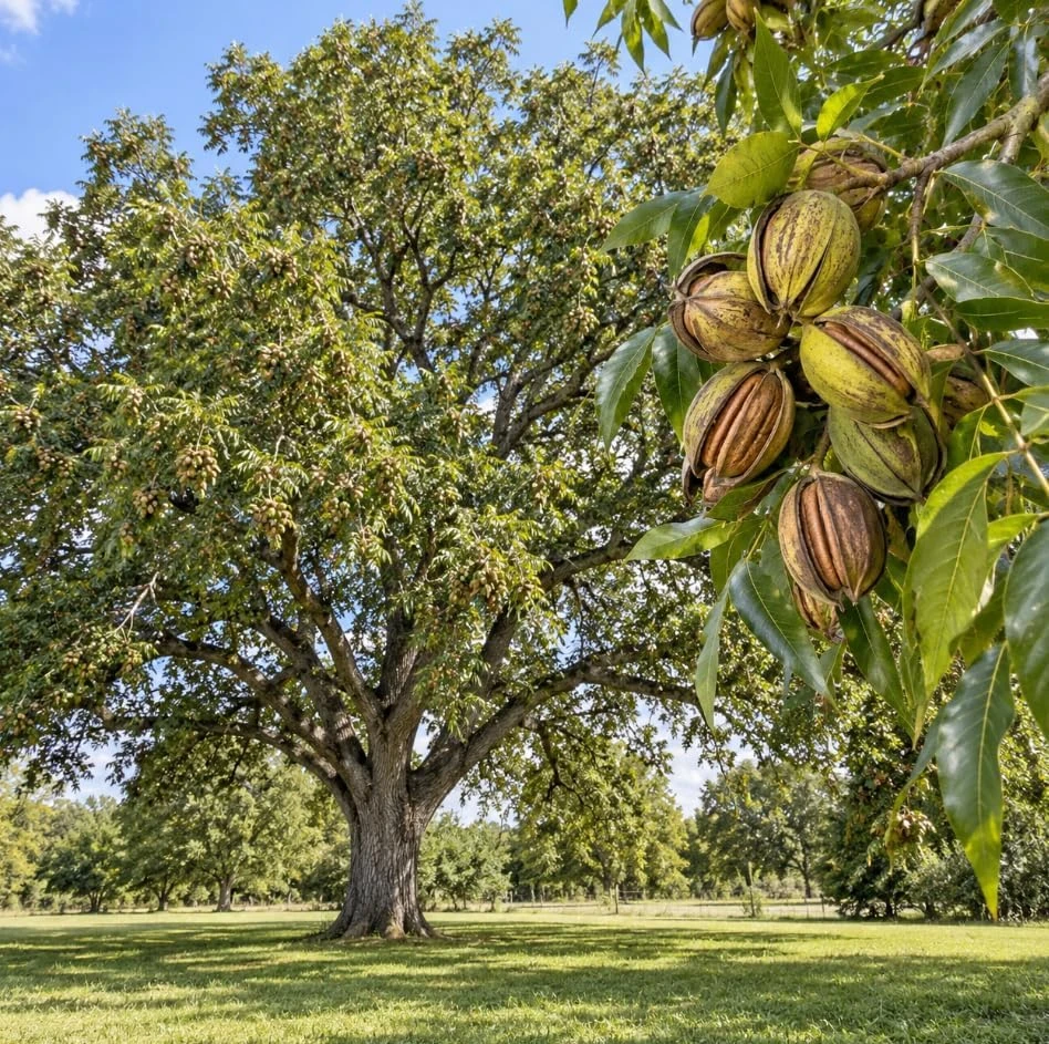 Pecan Tree Seedlings – Live Plants – Hardy Nut Trees – 2-Pack – 7-12 Inches Tall – Outdoor - Image 1