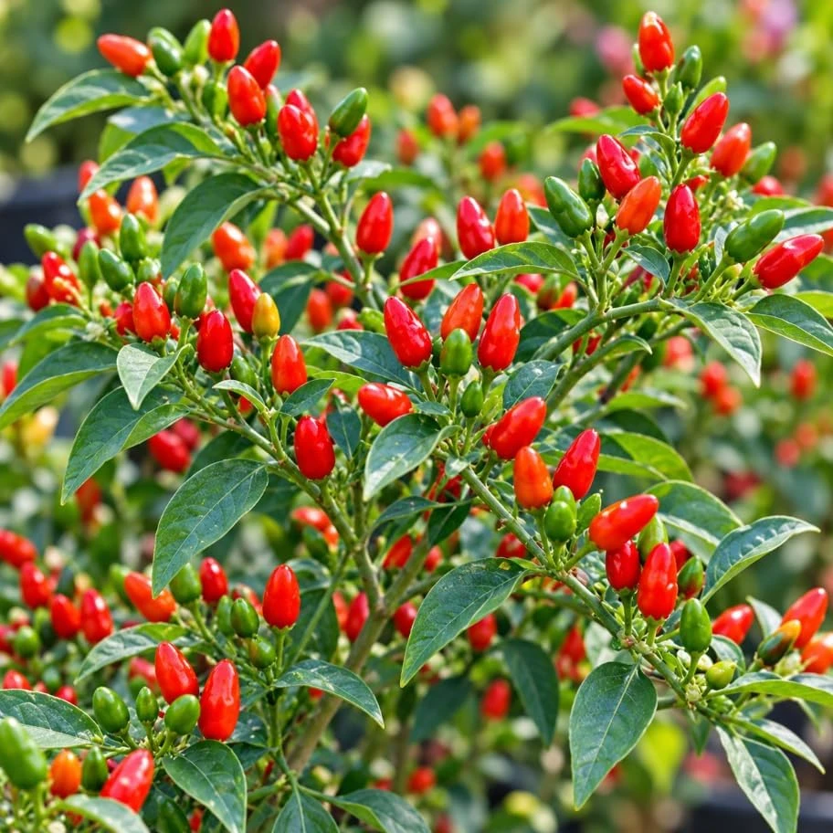 Pequine Pepper Live Plant - Hot Pepper Plant, 4" Pot, Outdoor Garden - Image 1