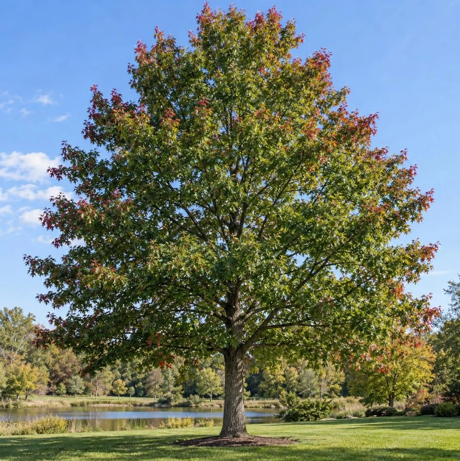 Pin Oak Tree Live Plant – Saplings – 12-16 Inch Tall – Outdoor Planting – Red Fall Foliage - Image 1