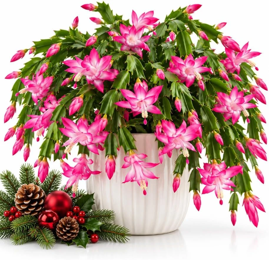 Pink Christmas Cactus Live Plant – 4-7 Inches, Rooted Succulent Houseplant - Image 1