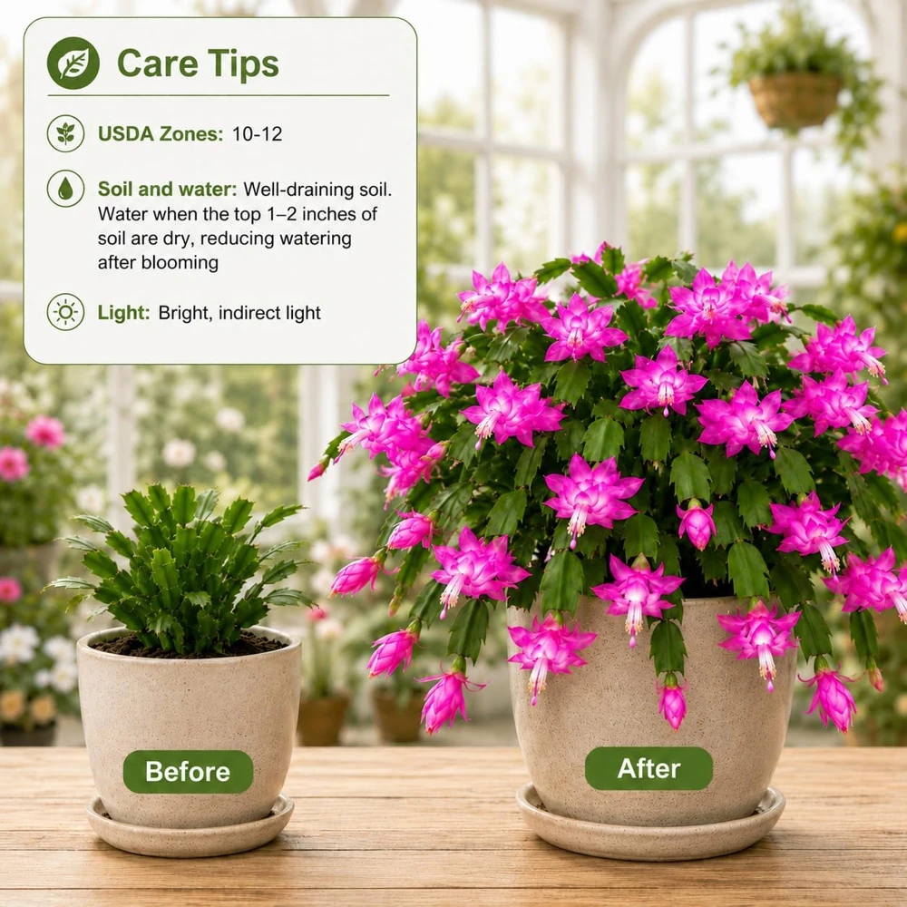 Pink Christmas Cactus Plants Set of 4 – Live Tropical Cactus, 4-8 Inch Tall, No Pot - Image 4
