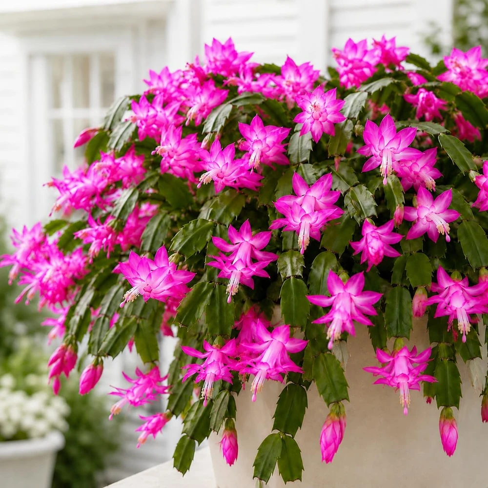 Pink Christmas Cactus Plants Set of 4 – Live Tropical Cactus, 4-8 Inch Tall, No Pot - Image 1
