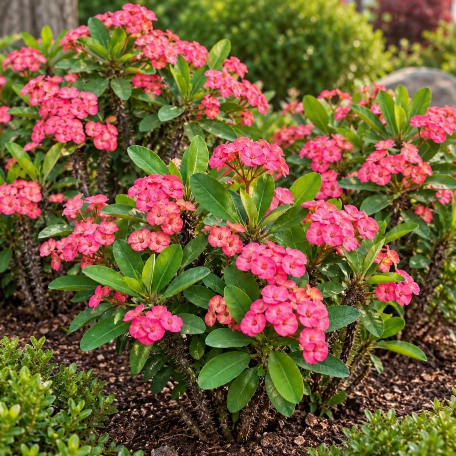 Pink Crown of Thorns Live Plant, Euphorbia Milii Potted Succulent, 4-7 Inches Tall - Image 7