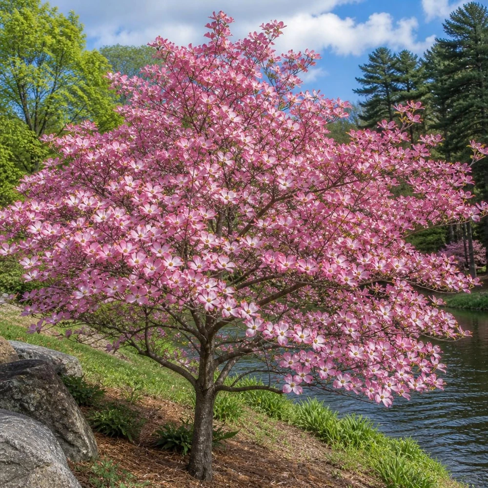 Pink Dogwood Tree Live Plant - 8-16" Tall, Quart Pot - Outdoor Flowering Tree - Image 1