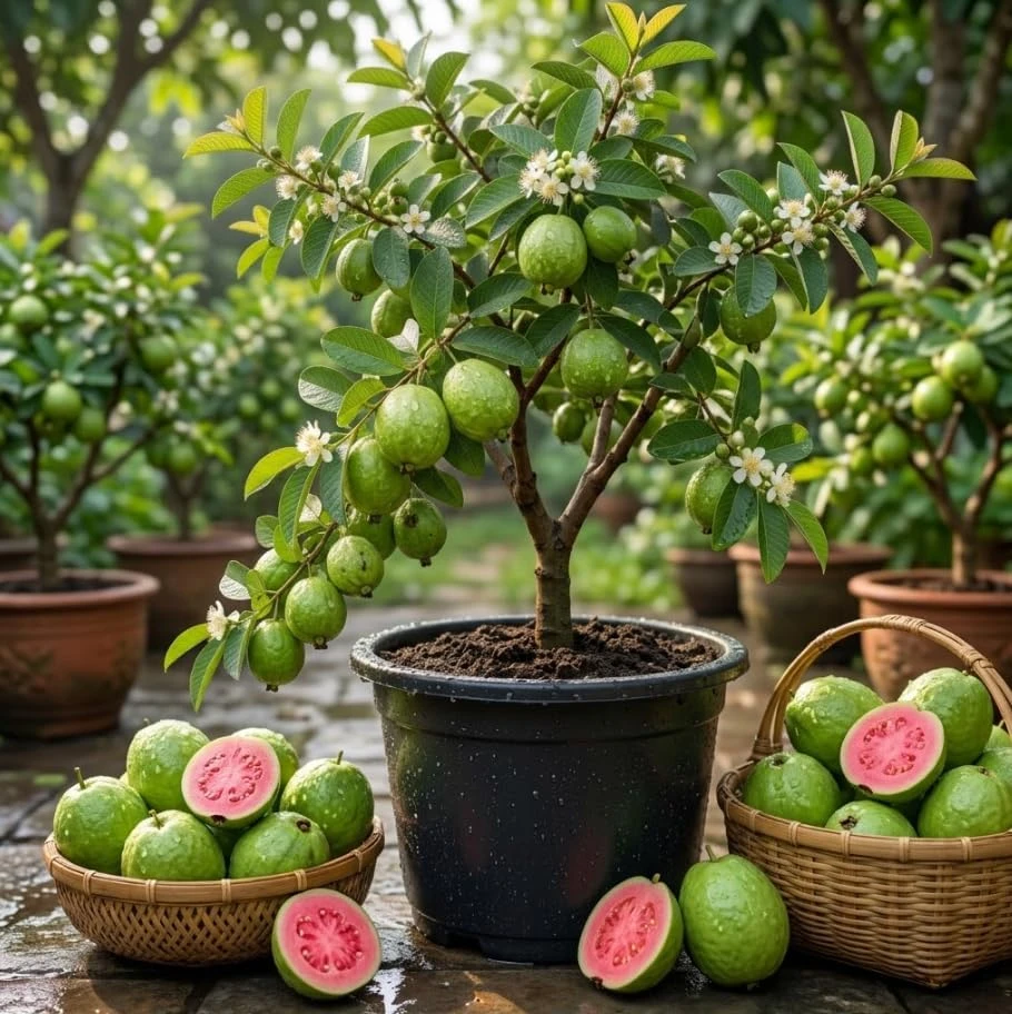 Pink Guava Tree Live Plant – 12-24 Inch Tropical Fruit Tree in 1 Gallon Pot - Image 1