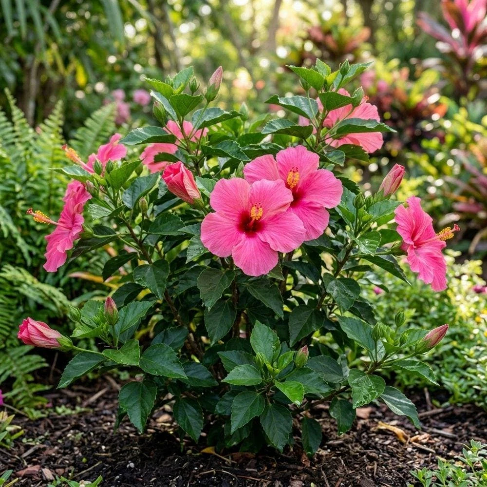 Pink Hibiscus Live Plant - 5-7 Inch Tropical Flowering Shrub - Image 1