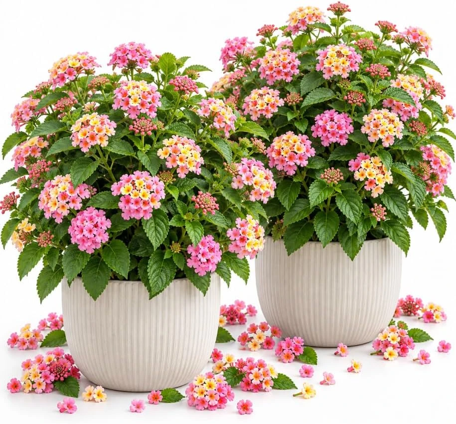 Pink Lantana Live Plants - 2 Pack, 4-7 Inches Tall, Outdoor Flowering - Image 1