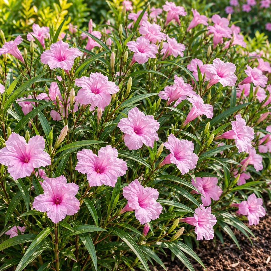 Pink Mexican Petunia Live Plant โ Ruellia Perennial Starter, 4-6 Inches Tall, Outdoor - Image 2