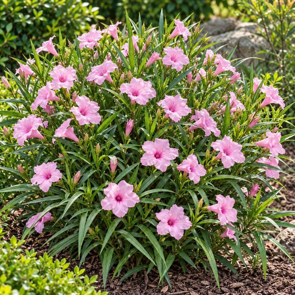 Pink Mexican Petunia Live Plant โ Ruellia Perennial Starter, 4-6 Inches Tall, Outdoor - Image 7