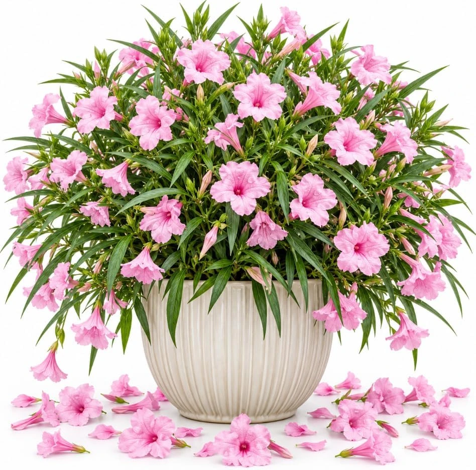 Pink Mexican Petunia Live Plant – Ruellia Perennial Starter, 4-6 Inches Tall, Outdoor - Image 1