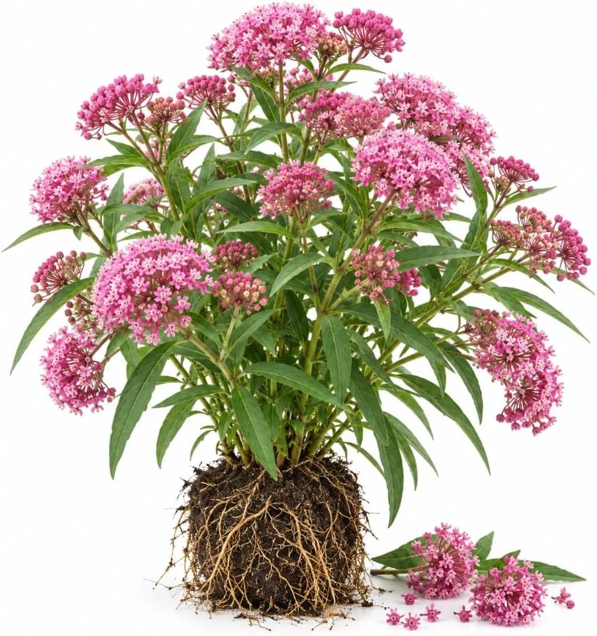 Pink Milkweed Live Plant - 4-7 Inches Tall, Well Rooted Asclepias Perennial - Image 1