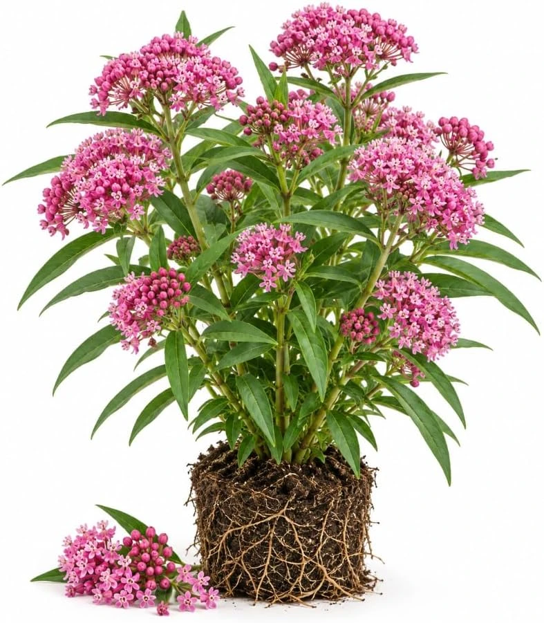 Pink Milkweed Live Plant - Asclepias Perennial - 4-7 Inches Tall Starter - Image 1