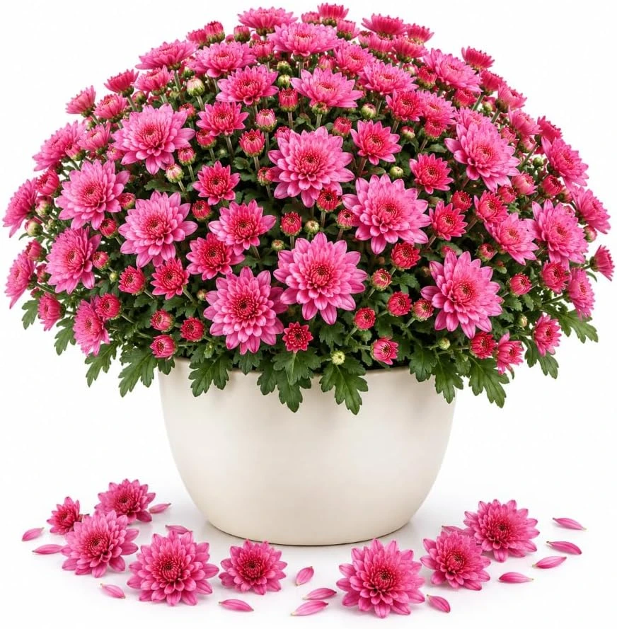 Pink Mum Live Plant, 4-6 Inches Tall, Chrysanthemum Starter Perennial - Image 1