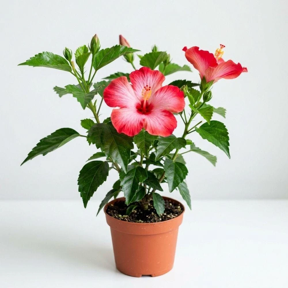Pink Red Hibiscus Live Plant - 5-7 Inch Starter Shrub - Bicolor Tropical Flower - Image 1