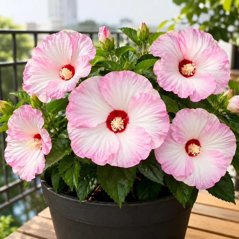 Pink White Hibiscus Live Plant - Hardy Tropical Shrub 4-8 Inch Tall Outdoor - Image 1