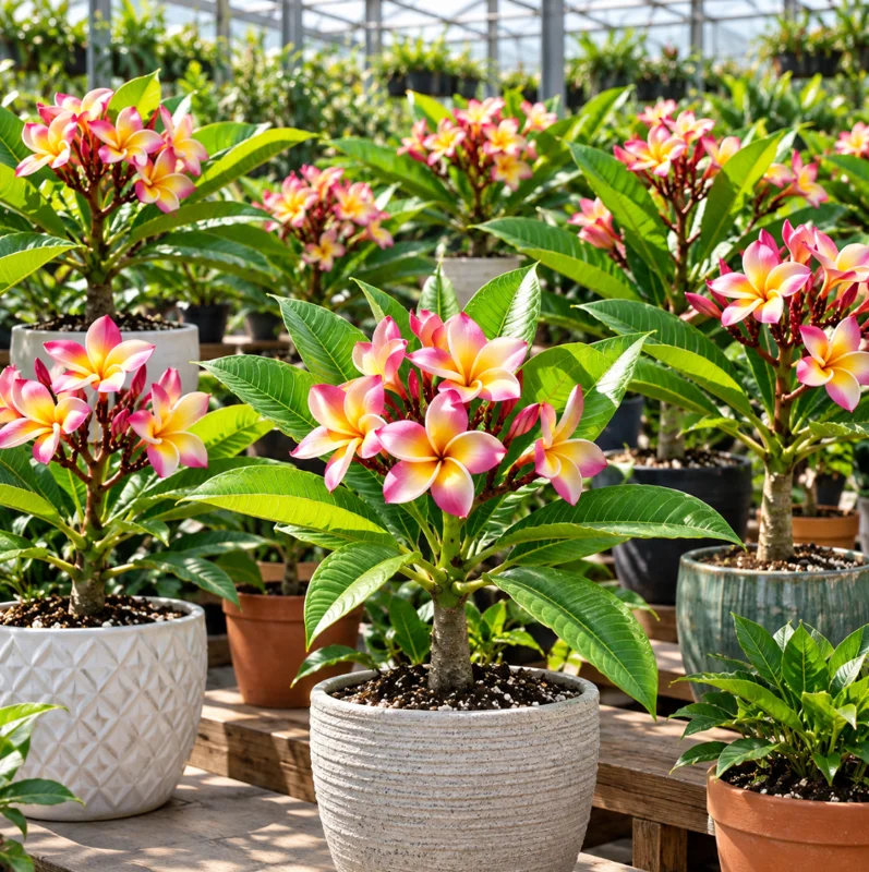 Plumeria Plant Live, Pink and Yellow Flower, 10-15 Inch Tall, Gallon Pot for Planting - Image 3