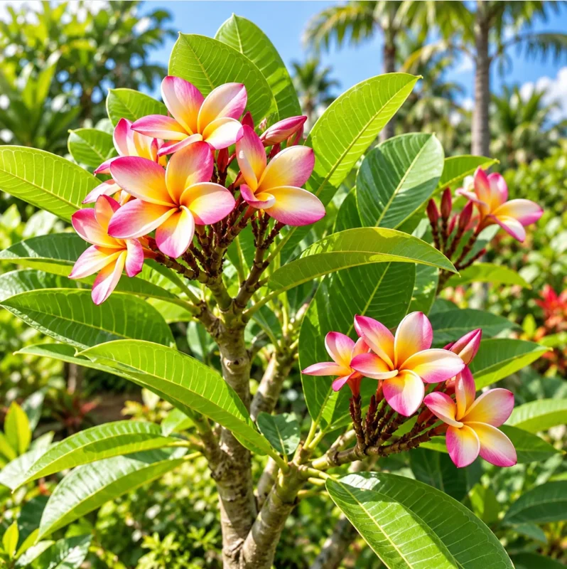 Plumeria Plant Live, Pink and Yellow Flower, 10-15 Inch Tall, Gallon Pot for Planting - Image 4