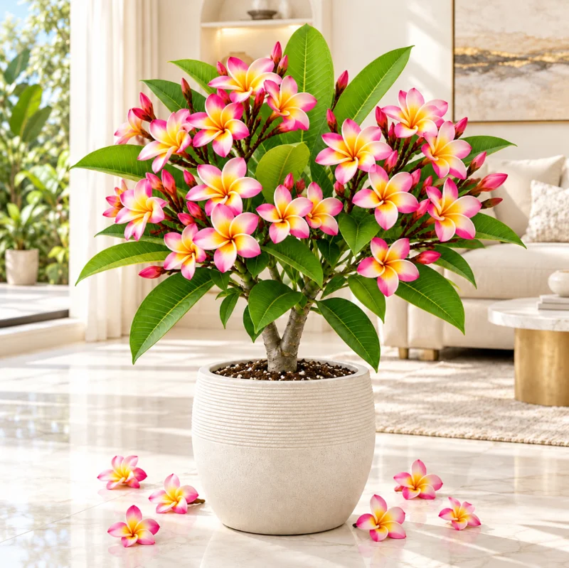 Plumeria Plant Live, Pink and Yellow Flower, 10-15 Inch Tall, Gallon Pot for Planting - Image 6