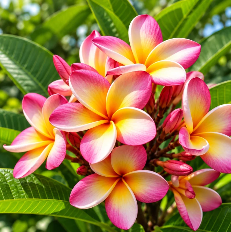 Plumeria Plant Live, Pink and Yellow Flower, 10-15 Inch Tall, Gallon Pot for Planting - Image 1
