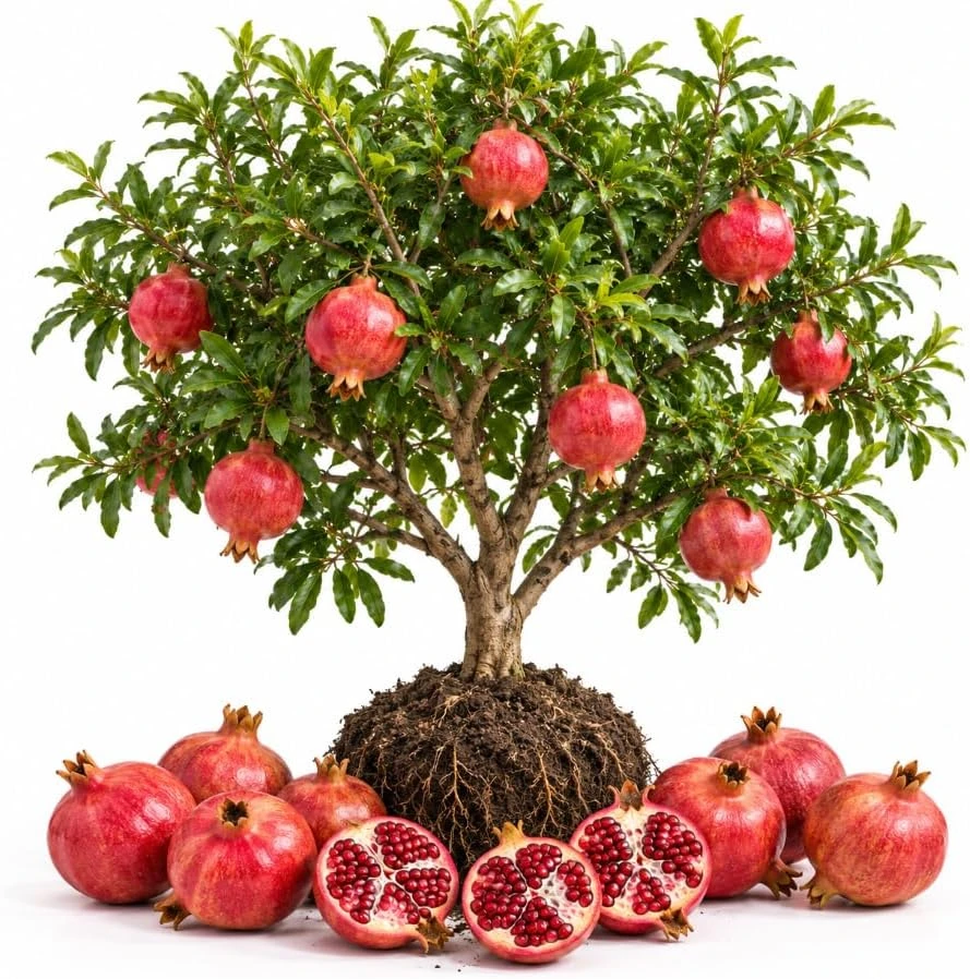 Pomegranate Live Plant - 4-7 Inches Tall Fruit Tree Starter for Outdoor Gardens - Image 1