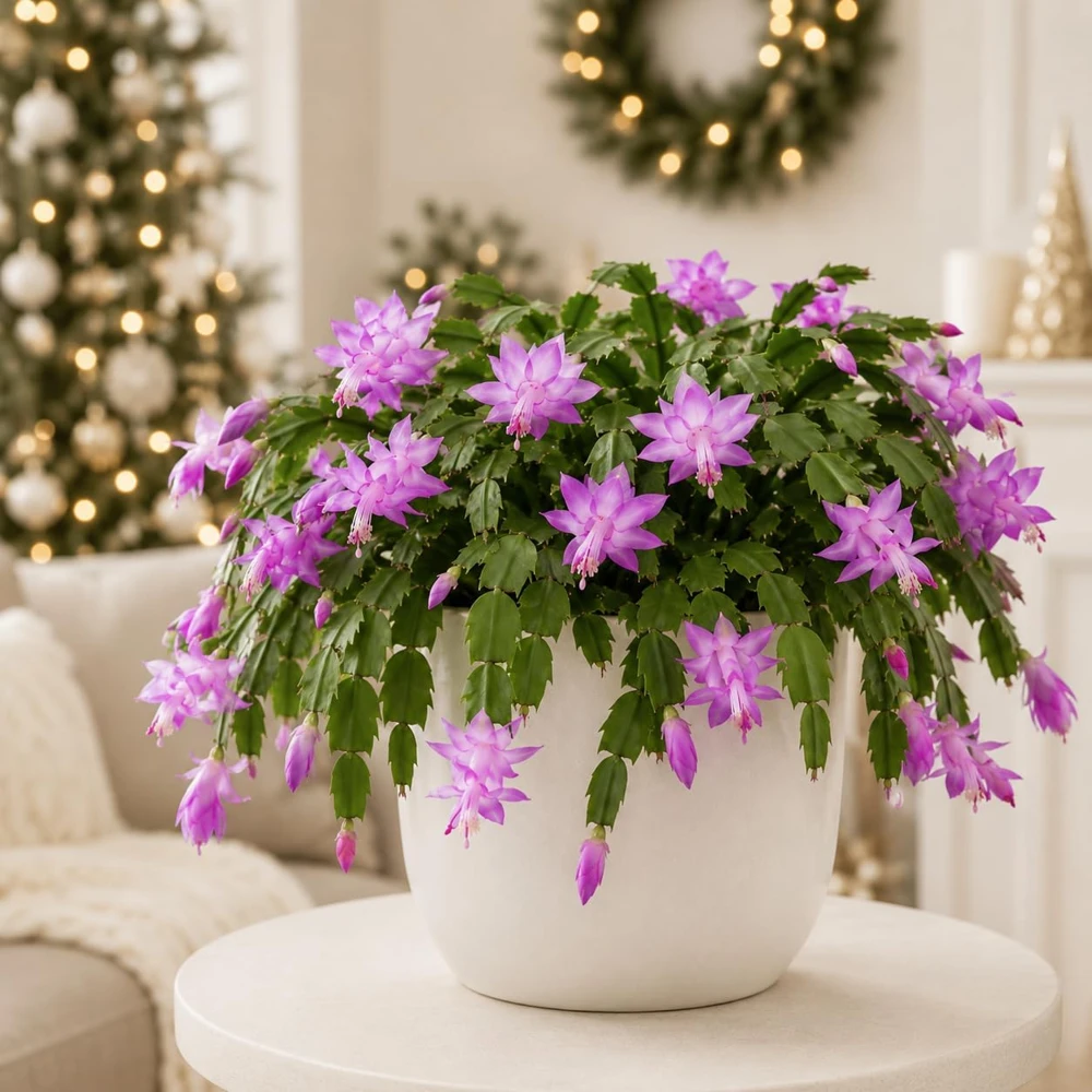 Purple Christmas Cactus Live Plants - Set of 2, 4-8 Inch Tall, Tropical Indoor Plant - Image 1