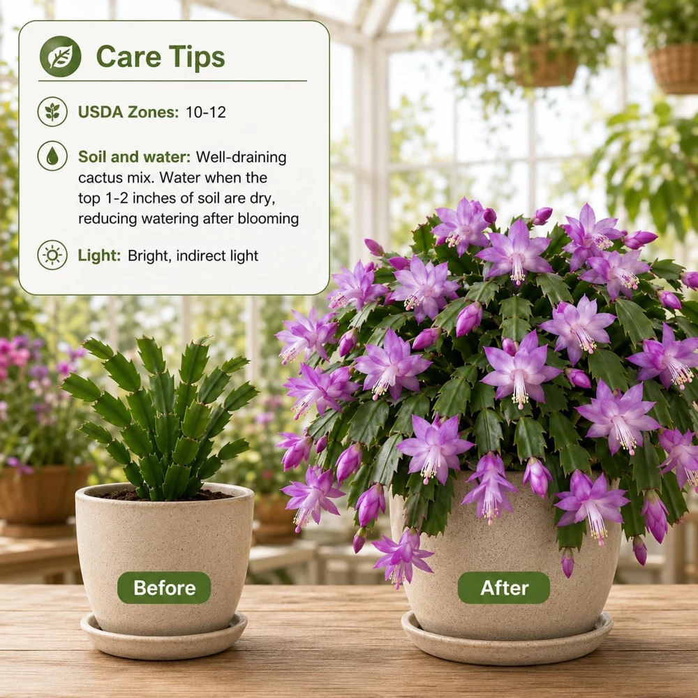 Purple Christmas Cactus Live Plants - Set of 4 Tropical Cacti, 4-8 Inch Tall, No Pot - Image 3