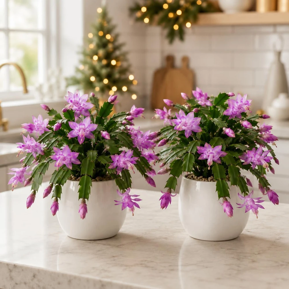 Purple Christmas Cactus Live Plants - Set of 4 Tropical Cacti, 4-8 Inch Tall, No Pot - Image 4