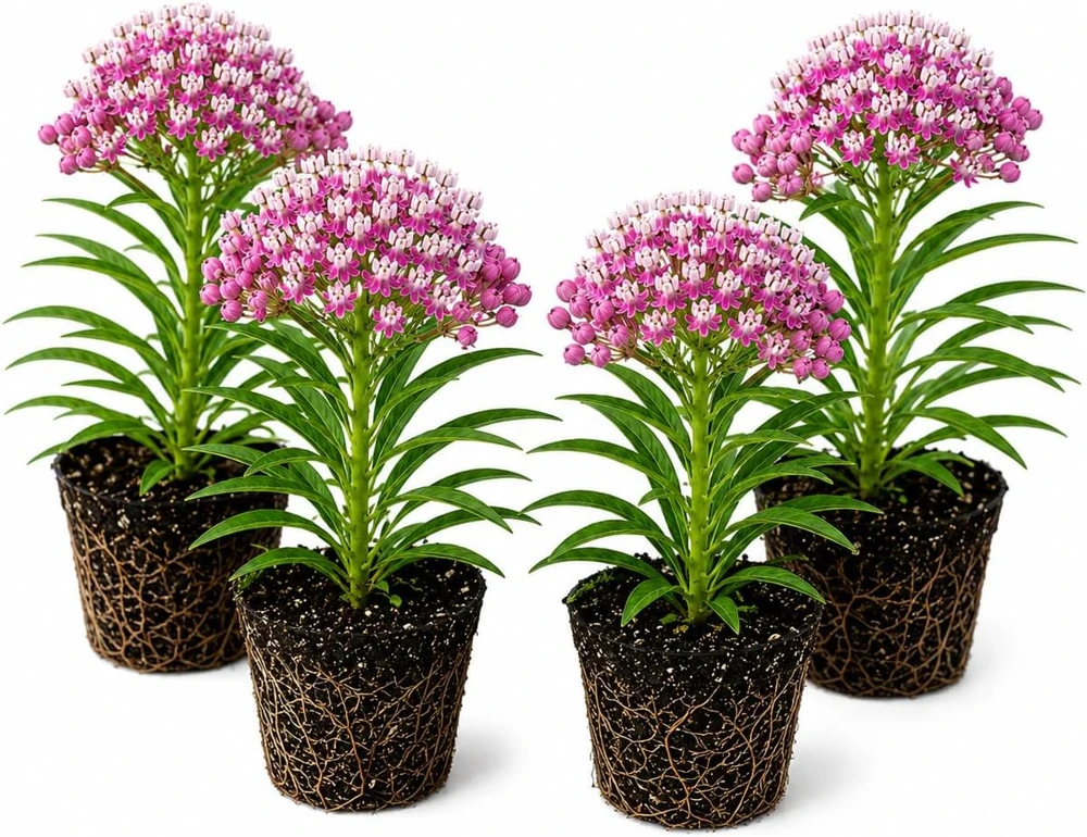 Purple Milkweed Live Plants – Set of 4 – 4-8 Inch Tall Perennial Outdoor - Image 1