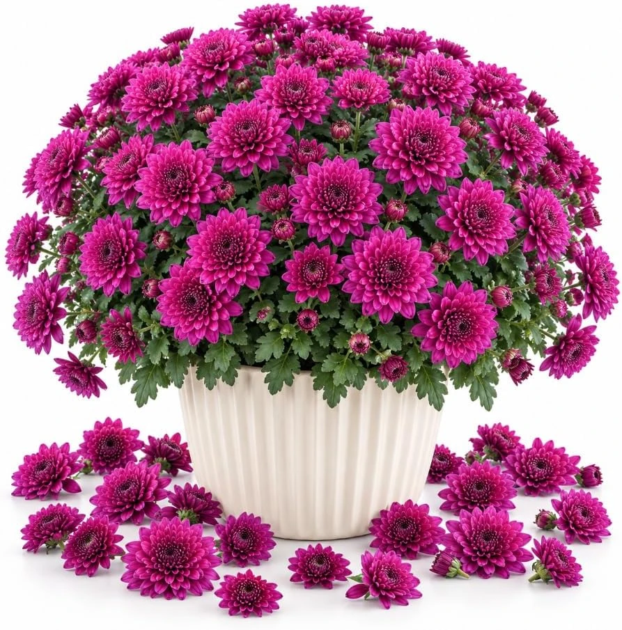 Purple Mum Live Plant - 4-6 Inches Tall Chrysanthemum Starter Perennial Flower - Image 1