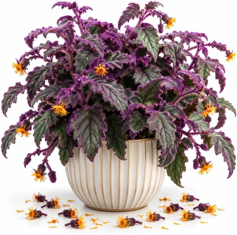 Purple Passion Gynura Live Plant - 5-7 Inches Tall, 2 Plants Per Pot, Velvet Foliage, Indoor/Outdoor - Image 1