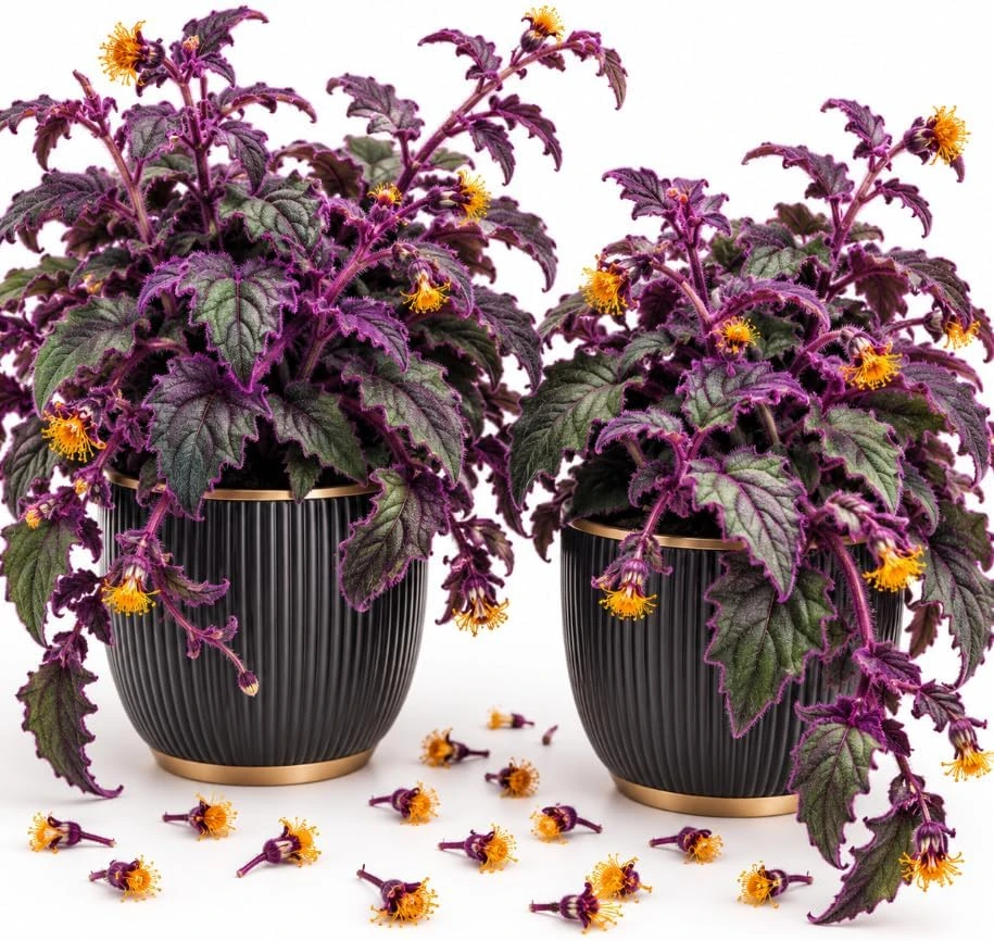 Purple Passion Gynura Live Plants - Set of 2, 4-7 Inches Tall, Purple Velvet Foliage - Image 1