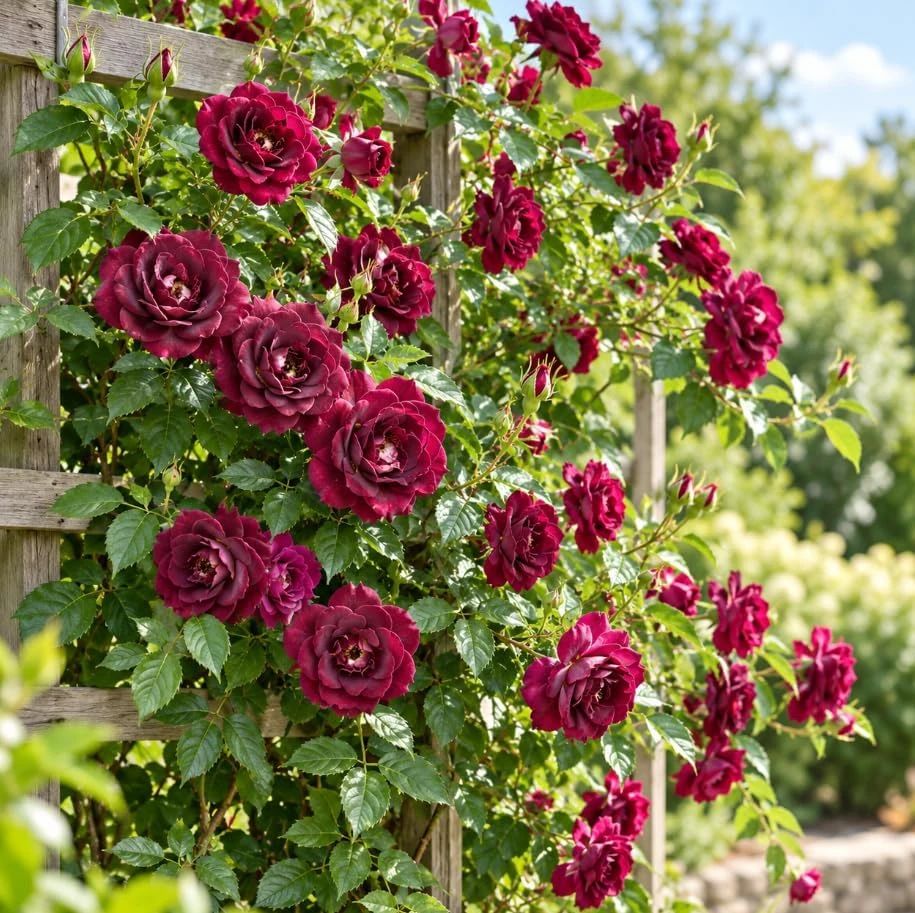 Purple Red Climbing Rose Plant, Live, 5-7 Inches, Outdoor Flowering - Image 1