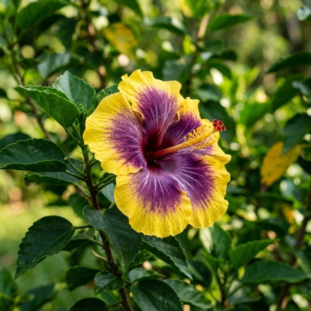 Purple Yellow Hibiscus Live Plant – 5-7 Inch Tropical Shrub – Bicolor Flower - Image 6