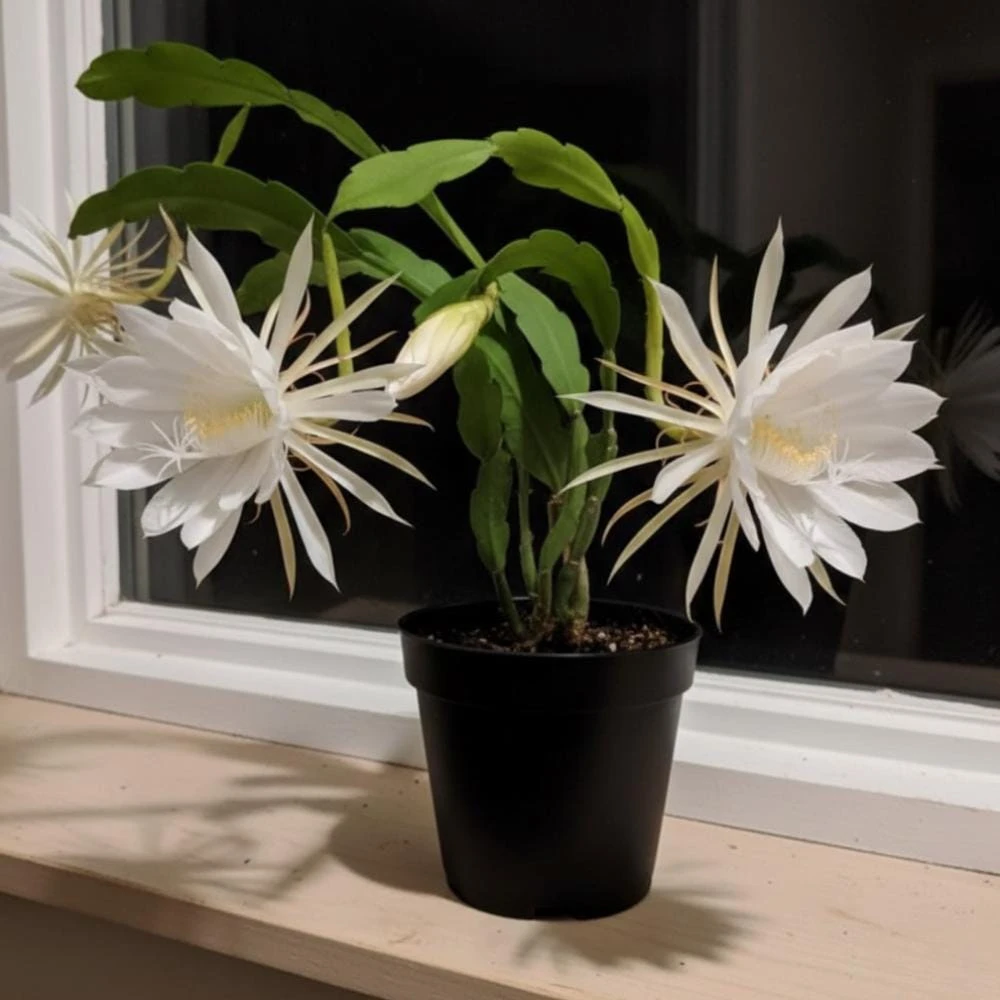 Queen of the Night Live Plant - Epiphyllum Cactus - 4 Inch Pot, 2 Plants - Image 1