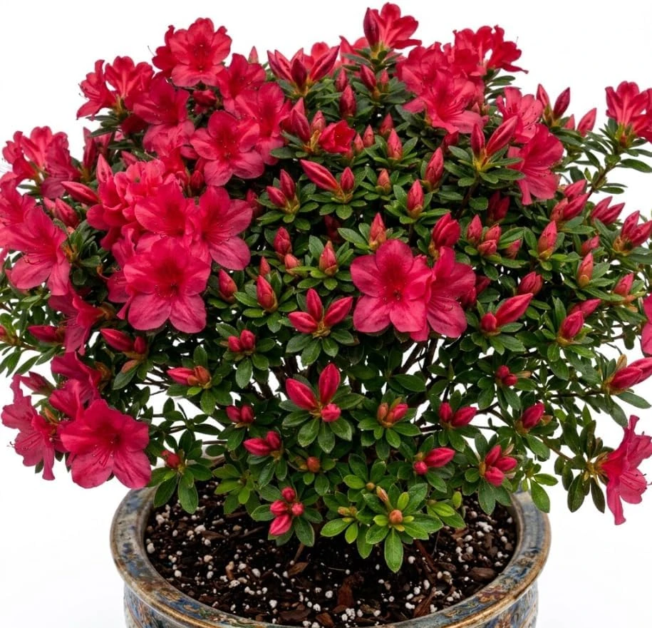 Red Azalea Japonica Live Plant – Dwarf Rhododendron Shrub – 8-12" Tall – 4" Pot – Outdoor Flowering - Image 1