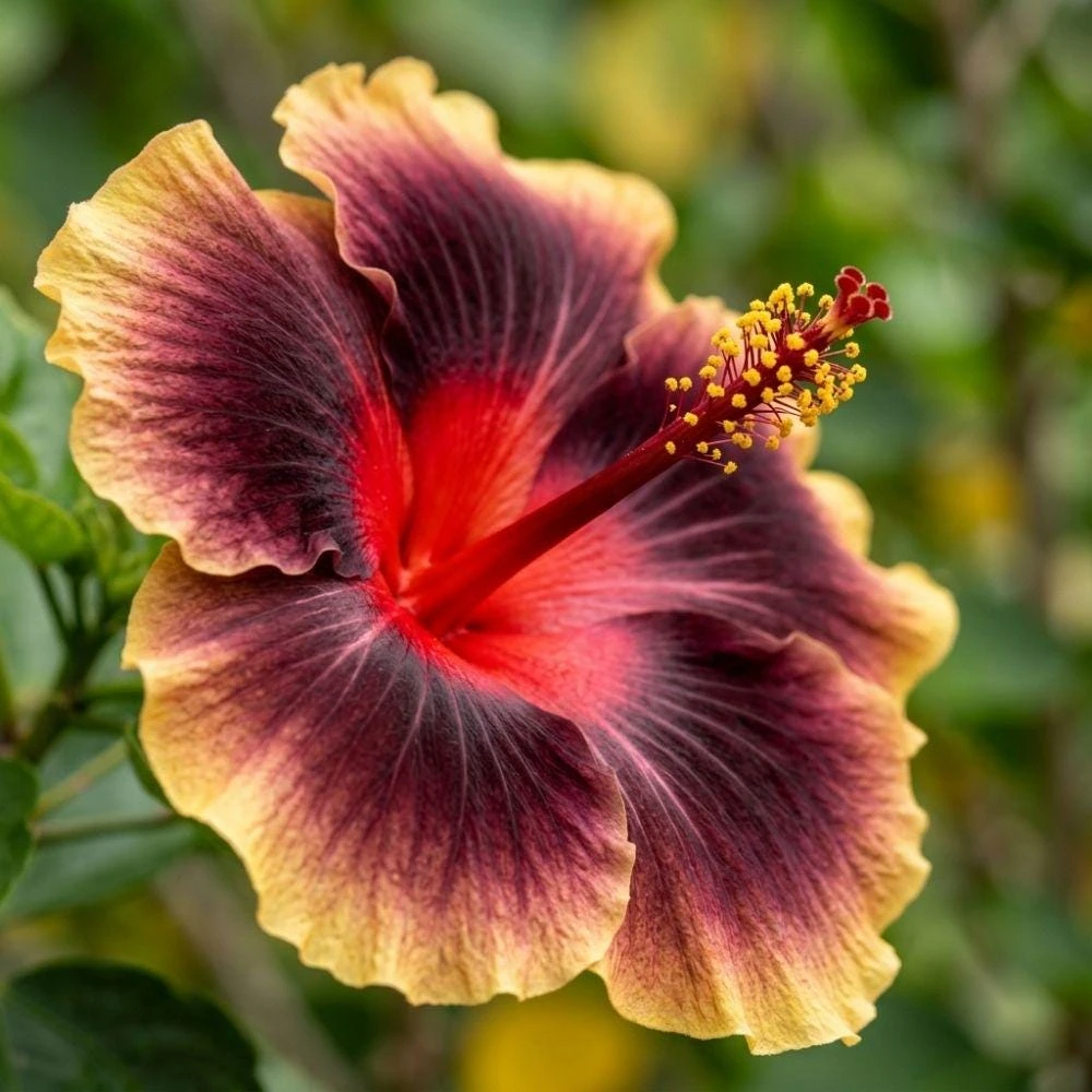 Red Black Yellow Hibiscus Live Plant – 5-7 Inch Tricolor Tropical Flower Starter Bush - Image 1