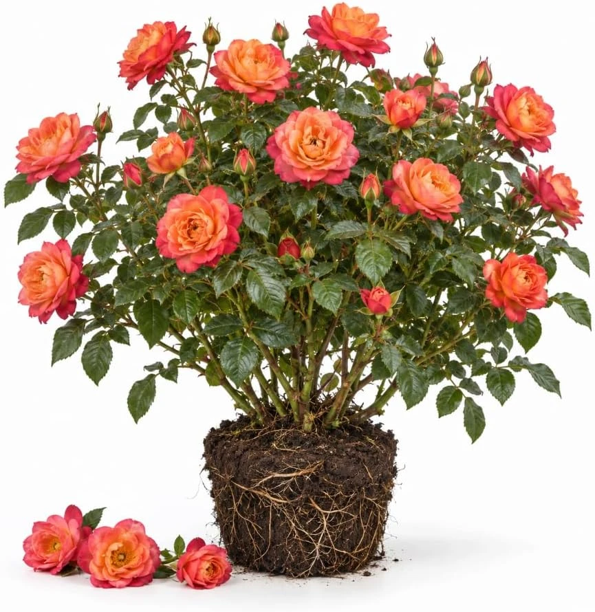 Red Brown Rose Bush Live Plant, 4-7 Inches Tall, Fragrant Reblooming Flowers - Image 1
